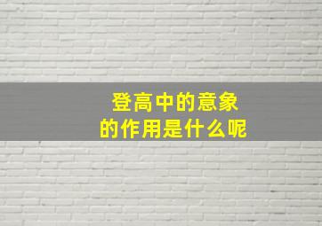 登高中的意象的作用是什么呢