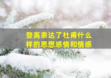 登高表达了杜甫什么样的思想感情和情感