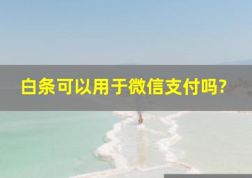 白条可以用于微信支付吗?