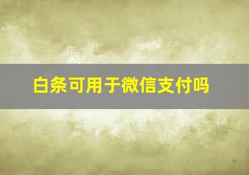 白条可用于微信支付吗