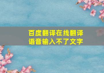 百度翻译在线翻译语音输入不了文字