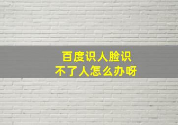 百度识人脸识不了人怎么办呀