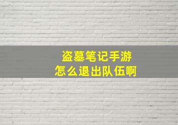 盗墓笔记手游怎么退出队伍啊