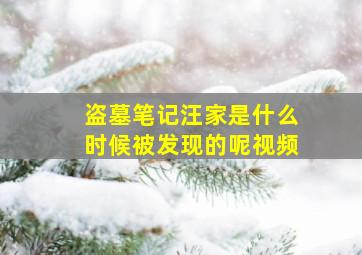 盗墓笔记汪家是什么时候被发现的呢视频