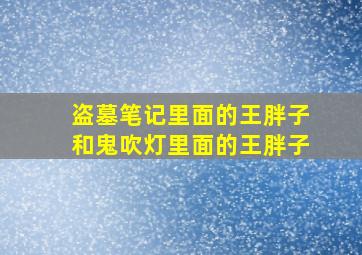 盗墓笔记里面的王胖子和鬼吹灯里面的王胖子