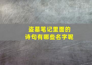 盗墓笔记里面的诗句有哪些名字呢