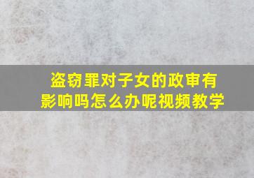 盗窃罪对子女的政审有影响吗怎么办呢视频教学