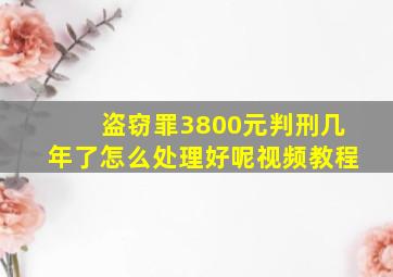 盗窃罪3800元判刑几年了怎么处理好呢视频教程