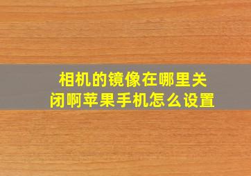 相机的镜像在哪里关闭啊苹果手机怎么设置