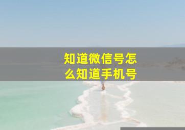 知道微信号怎么知道手机号