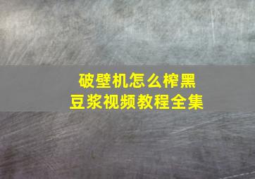 破壁机怎么榨黑豆浆视频教程全集