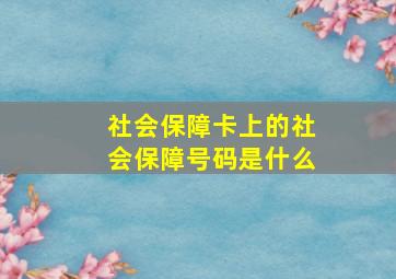 社会保障卡上的社会保障号码是什么