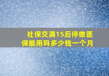 社保交满15后停缴医保能用吗多少钱一个月