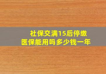 社保交满15后停缴医保能用吗多少钱一年