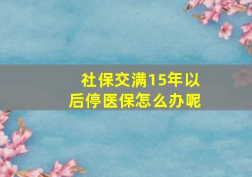 社保交满15年以后停医保怎么办呢