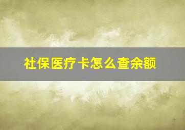 社保医疗卡怎么查余额