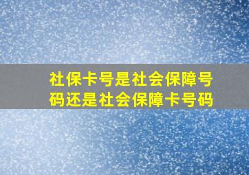 社保卡号是社会保障号码还是社会保障卡号码