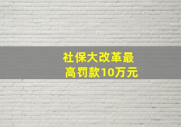 社保大改革最高罚款10万元