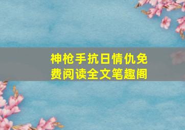 神枪手抗日情仇免费阅读全文笔趣阁