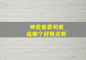 神武偷袭和夜战哪个好用点啊