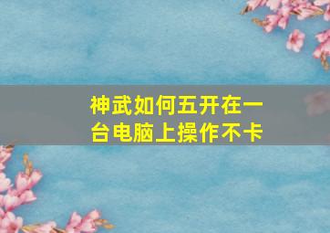 神武如何五开在一台电脑上操作不卡