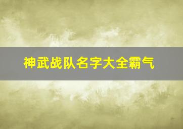 神武战队名字大全霸气