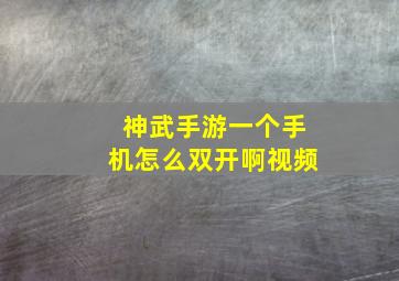 神武手游一个手机怎么双开啊视频