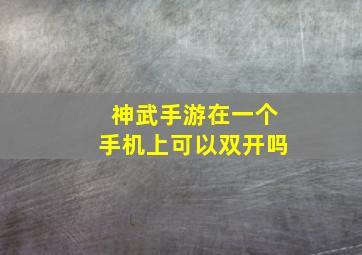 神武手游在一个手机上可以双开吗