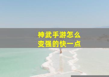 神武手游怎么变强的快一点