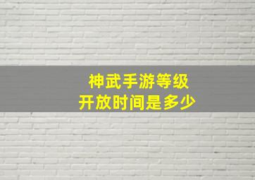 神武手游等级开放时间是多少