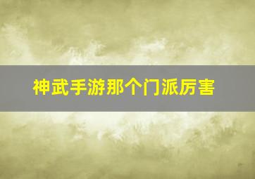 神武手游那个门派厉害