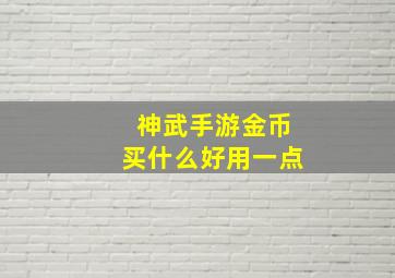 神武手游金币买什么好用一点