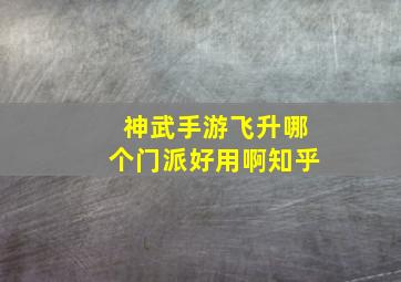 神武手游飞升哪个门派好用啊知乎