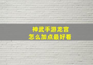 神武手游龙宫怎么加点最好看