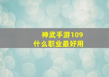 神武手游109什么职业最好用