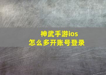 神武手游ios怎么多开账号登录