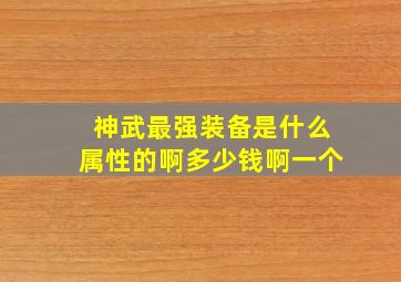 神武最强装备是什么属性的啊多少钱啊一个