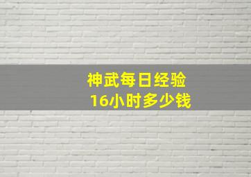 神武每日经验16小时多少钱