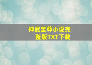 神武至尊小说完整版TXT下载