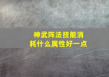 神武阵法技能消耗什么属性好一点