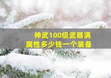 神武100级武器满属性多少钱一个装备