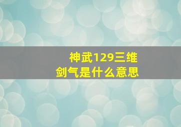 神武129三维剑气是什么意思