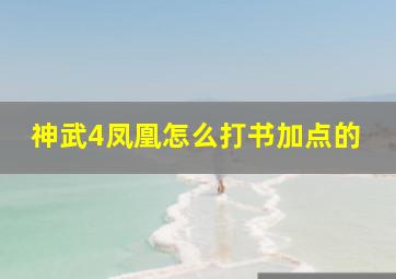 神武4凤凰怎么打书加点的