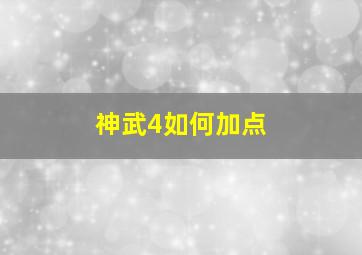 神武4如何加点