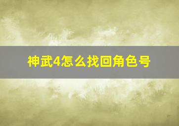 神武4怎么找回角色号