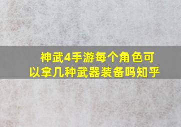 神武4手游每个角色可以拿几种武器装备吗知乎