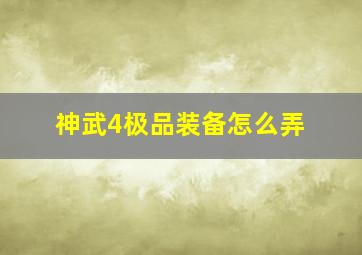 神武4极品装备怎么弄