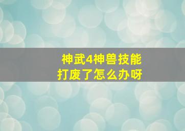 神武4神兽技能打废了怎么办呀