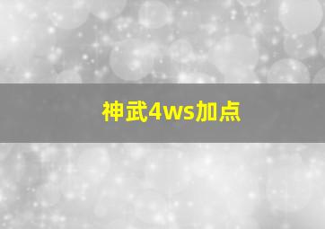 神武4ws加点