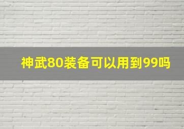 神武80装备可以用到99吗